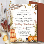 Fall In Love Pumpkin Botanical Autumn Wedding Invitation<br><div class="desc">Fall In Love Pumpkin Botanical Autumn Wedding Wedding Invitation Card. Celebrate your special day with this elegant and beautiful wedding invitation card to beautify your special occasion. All the texts are pre-arranged for you to personalize easily and quickly with your own details. If you need further customization or matching items,...</div>