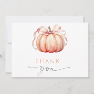 Fall in Love Pumpkin Bow Baby Shower Thank You Card