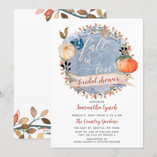 Fall in Love Pumpkin Bridal Shower Invitation