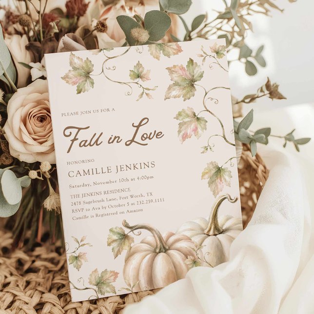 Fall in Love Pumpkin Bridal Shower Invitation (Fall in Love Pumpkin Bridal Shower Invitation)