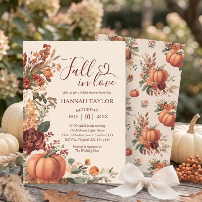 Fall in Love Pumpkin Bridal Shower Invitation (Creator Uploaded)