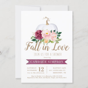 Fall In Love Pumpkin Bridal Shower Invitation