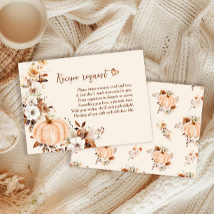 Fall in Love Pumpkin Bridal Shower Recipe Request Enclosure Card