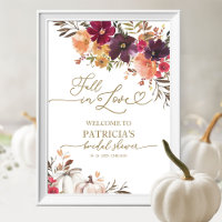 Fall In Love Pumpkin Bridal Shower Welcome Sign