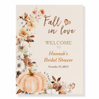 Fall in Love Pumpkin Bridal Shower Welcome Sign
