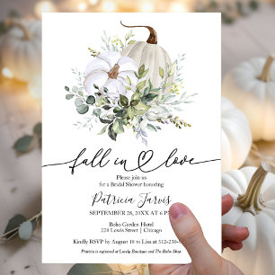 Fall in Love Pumpkin Budget Bridal Shower Invite