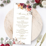 Fall in Love Pumpkin Burgundy Wedding Menu Cards<br><div class="desc">Create an elegant and timeless fall-themed wedding suite that effortlessly reflects your style with personalized details.</div>