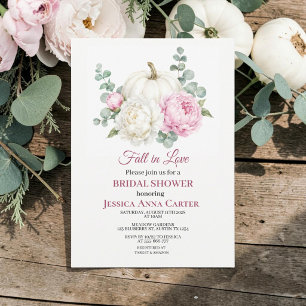 Fall in Love Pumpkin Fall Peony Bridal Shower  Invitation