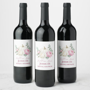 Fall in Love Pumpkin Fall Peony Bridal Shower  Wine Label