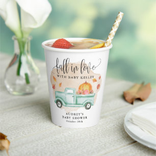 Fall in Love, Pumpkin Farm Truck Personalized Paper Cups