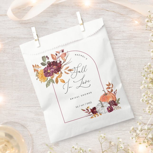 Fall In Love Pumpkin Floral Bridal Shower Favour Bag (Clipped)