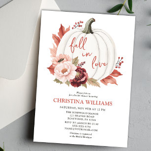 Fall in Love Pumpkin Floral Bridal Shower Invitation
