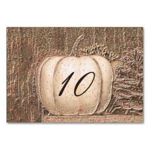 Fall In Love Pumpkin Gold White Country Rustic Table Number