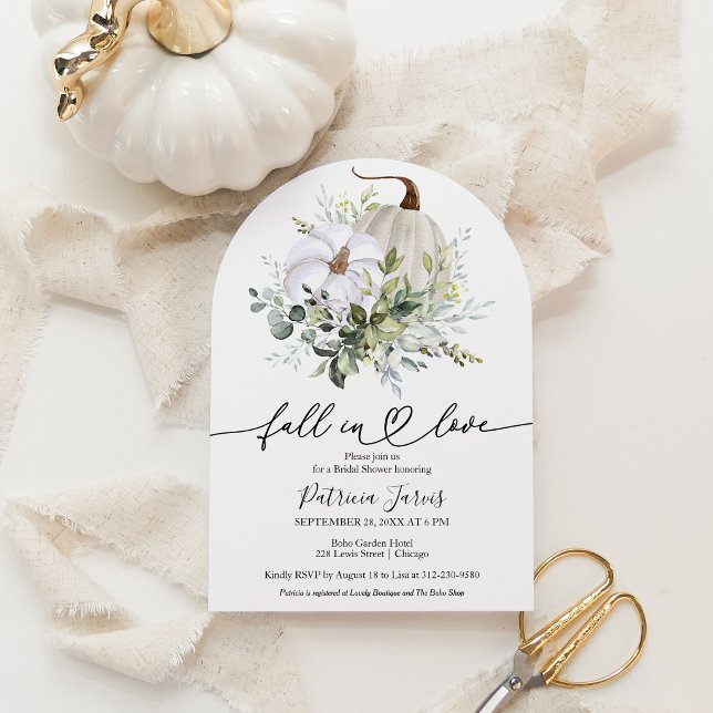 Fall in Love Pumpkin Greenery Bridal Shower Invite (Creator Uploaded)