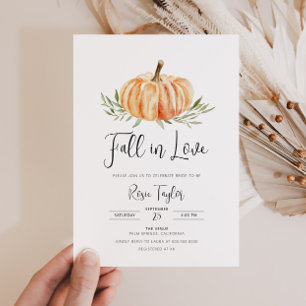 Fall In Love Pumpkin Greenery Invitation