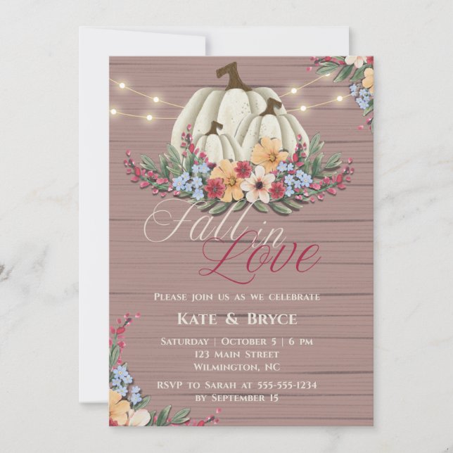 Fall In Love Pumpkin Invitation (Front)