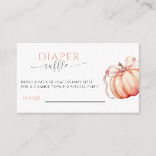Fall in Love Pumpkin Pink Bow Diaper Raffle Enclosure Card