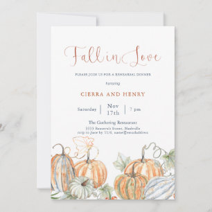 Fall In Love Pumpkin Rehearsal Dinner Invitation