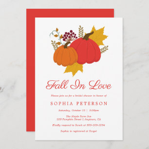 Fall In Love Pumpkin Rustic Bridal Shower Invitation