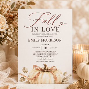 Fall in Love Pumpkin Rustic Bridal Shower Invitation