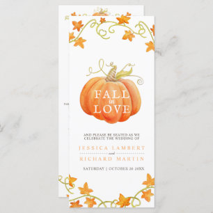 Fall in love pumpkin watercolor wedding program
