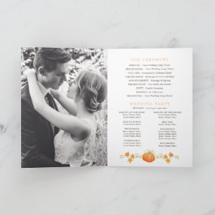 Fall in love pumpkin watercolor wedding program