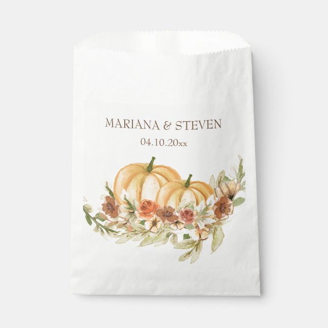 Fall in Love Pumpkin Wedding Fav Favour Bag (Front)