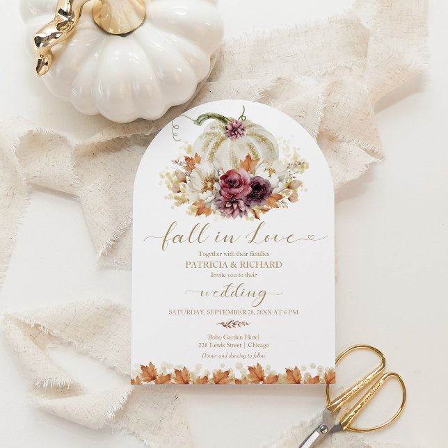 Fall in Love Pumpkin Wedding Invitation (Creator Uploaded)