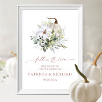 Fall In Love Pumpkin Wedding Welcome Sign