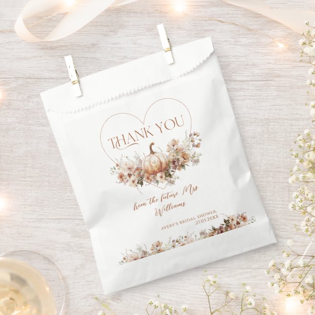 Fall in love Pumpkin Wildflower Bridal Shower Favour Bag (Clipped)