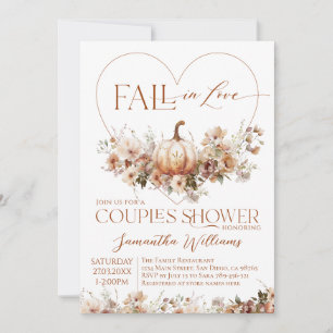 Fall in love Pumpkin Wildflower Couples Shower Invitation
