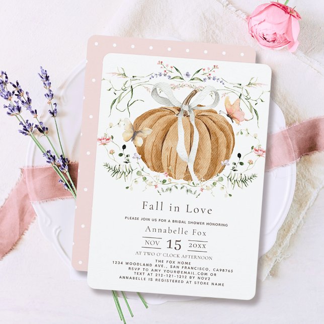 Fall in Love Pumpkin Wildflowers Bridal Shower Invitation (Creator Uploaded)