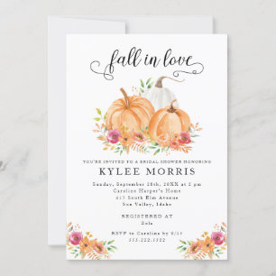 Fall In Love Pumpkins Bridal Shower Invitation