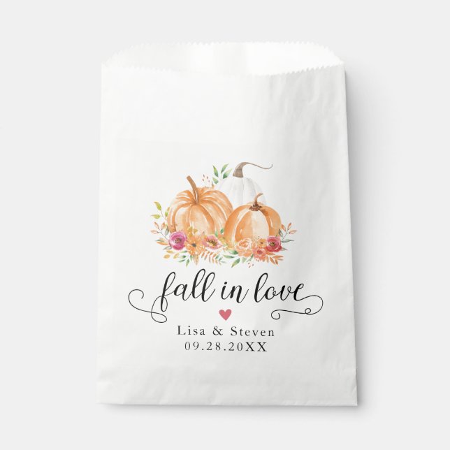 Fall In Love Pumpkins Wedding Favour Bag (Front)