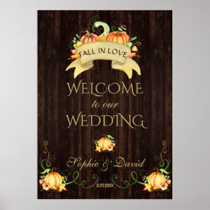 Fall In Love Pumpkins Welcome Wedding Sign