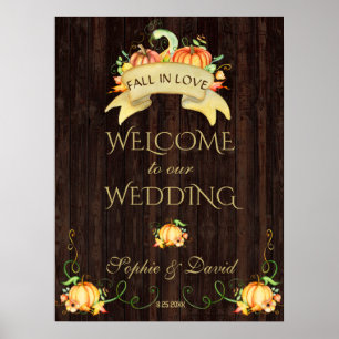 Fall In Love Pumpkins Welcome Wedding Sign