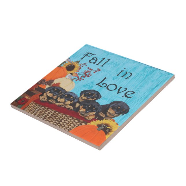 Fall in Love Rottweiler Print Tile (Side)