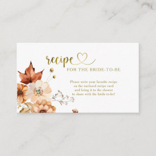 Fall in Love Rust Bridal Shower Recipe Request Enclosure Card
