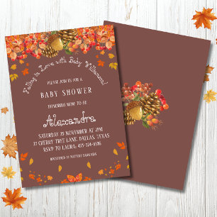 Fall in Love Rustic Autumn Baby Shower Invitation