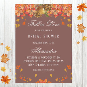 Fall in Love Rustic Autumn Bridal Shower Invitation