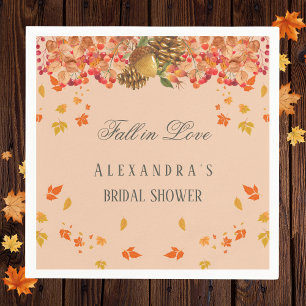 Fall in Love Rustic Autumn Bridal Shower Napkin