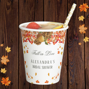 Fall in Love Rustic Autumn Bridal Shower Paper Cups