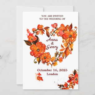 Fall in Love Rustic Autumn Floral Invitation