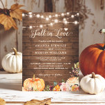 Fall in Love Rustic Autumn Floral Pumpkin Wedding Invitation<br><div class="desc">Announce your love-filled celebration with this Fall in Love Rustic Autumn Floral Wedding Invitation. This invitation embodies the rustic beauty and charm of autumn, showcasing exquisite floral elements and an adorable pumpkin design. The customizable template allows you to add your personal touch using Zazzle's design tool, including your own text...</div>