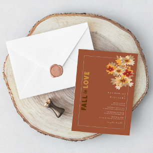 Fall in Love Rustic Autumn Floral Wedding Invitation