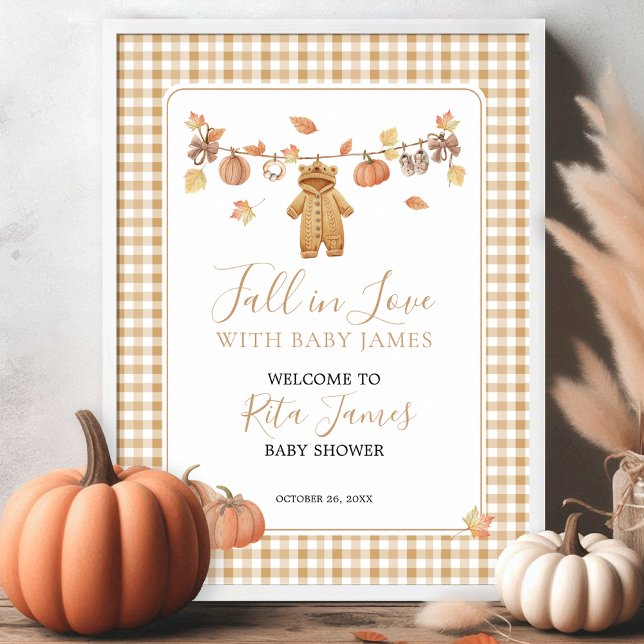 Fall in Love Rustic Boho Fall Baby Shower Welcome Poster (Creator Uploaded)