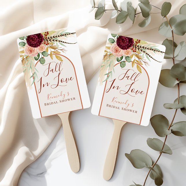 Fall In Love Rustic Boho Rust Arch Floral Bridal  Hand Fan (Creator Uploaded)