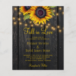 Fall in Love rustic country sunflowers wedding Flyer