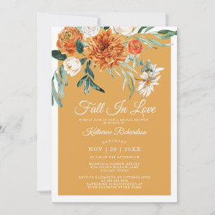 Fall In Love Rustic Mustard Yellow Bridal Shower Invitation