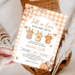 Fall in Love Rustic Pumpkin Baby Shower Invitation